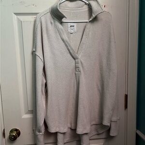 Aerie Light Cream Waffle Knit Top